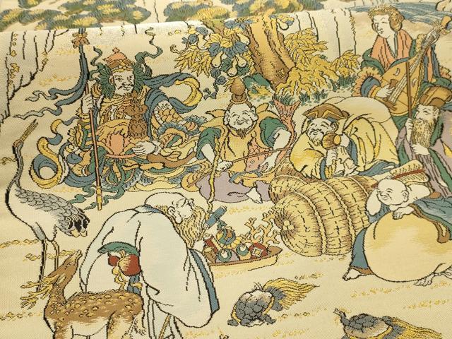 平和屋着物●全通柄袋帯 昇運十福図 金銀糸 正絹 逸品 AABJ2131sx