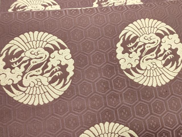 平和屋着物●九寸名古屋帯 唐織 双鶴丸文 正絹 逸品 AABJ2134sx