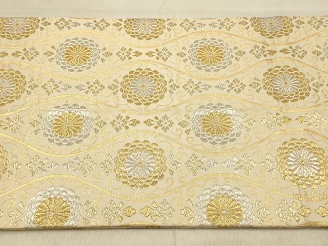 平和屋着物●九寸開き名古屋帯 立涌花文 金銀糸 正絹 逸品 AABJ2146sx