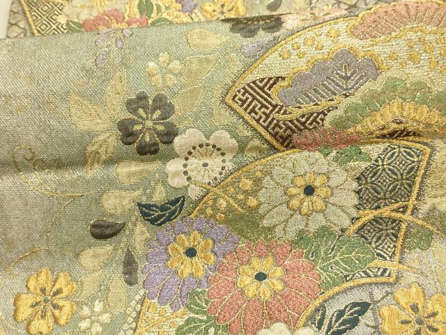 平和屋着物●六通柄袋帯 地紙重ね松花文 金糸 やまと誂製 正絹 逸品 AABJ2147sx