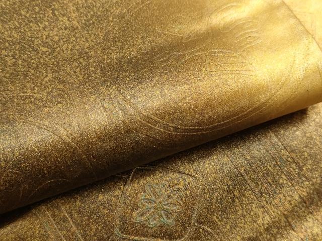 平和屋着物●全通柄袋帯 花鳥丸文 金彩 正絹 逸品 AABJ2157sx