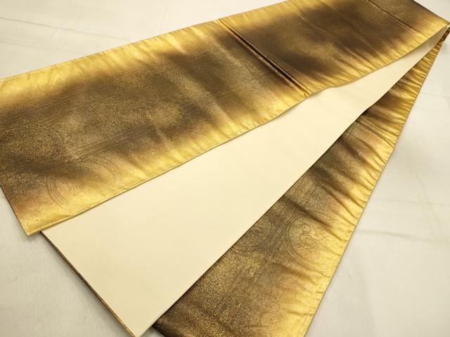 平和屋着物●全通柄袋帯 花鳥丸文 金彩 正絹 逸品 AABJ2157sx