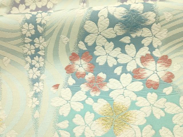 平和屋着物●六通柄袋帯 流水花文 金糸 正絹 逸品 AABJ2161sx