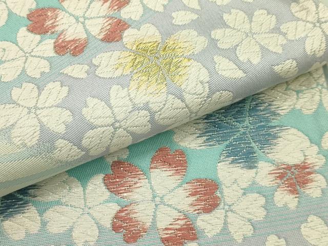 平和屋着物●六通柄袋帯 流水花文 金糸 正絹 逸品 AABJ2161sx