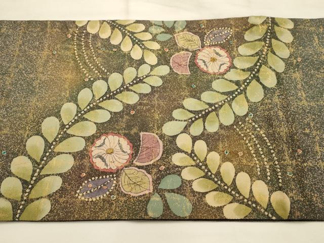 平和屋着物●太鼓柄袋帯 作家物 辻が花 絞り 金糸 正絹 逸品 AABJ2164sx