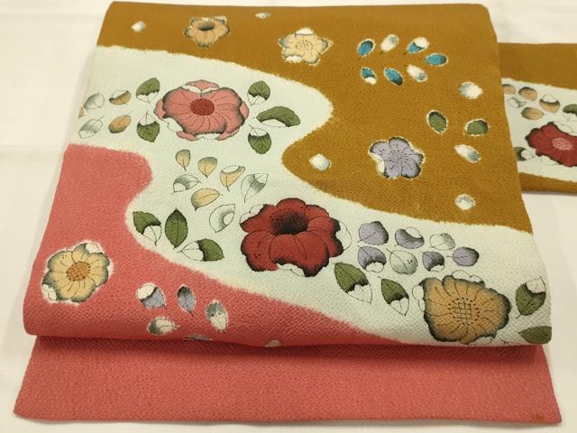 平和屋着物●九寸名古屋帯 辻が花 鬼しぼ縮緬 正絹 逸品 AABJ2173sx