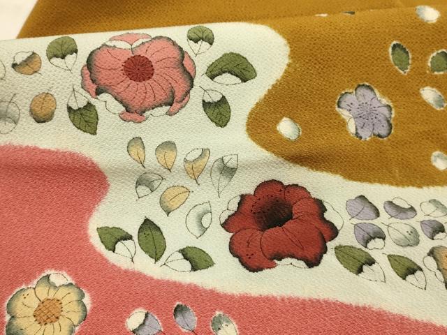 平和屋着物●九寸名古屋帯 辻が花 鬼しぼ縮緬 正絹 逸品 AABJ2173sx