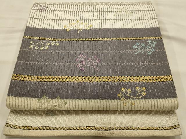 平和屋着物●六通柄袋帯 唐織 海松 金銀糸 正絹 逸品 AABJ2174sx