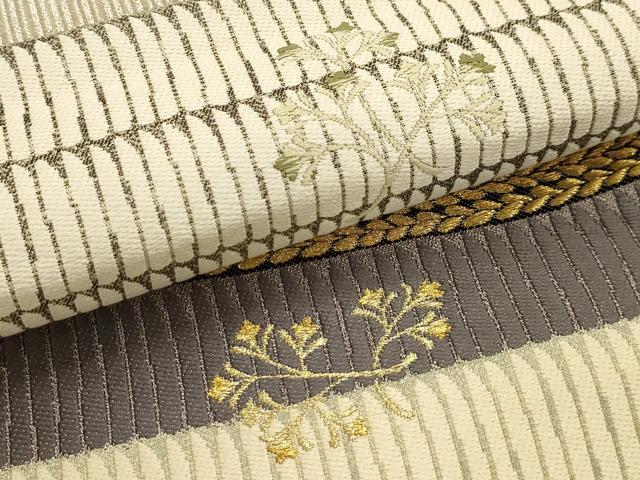 平和屋着物●六通柄袋帯 唐織 海松 金銀糸 正絹 逸品 AABJ2174sx