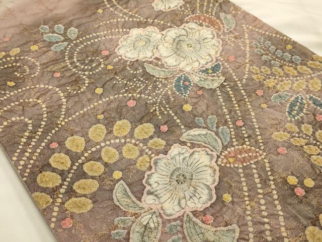 平和屋着物●太鼓柄袋帯 辻が花 絞り 金糸 正絹 逸品 AABJ2177sx