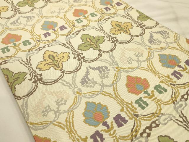 平和屋着物●全通柄袋帯 倭文幡裂 紹巴 正絹 逸品 未使用 AABJ2186sx