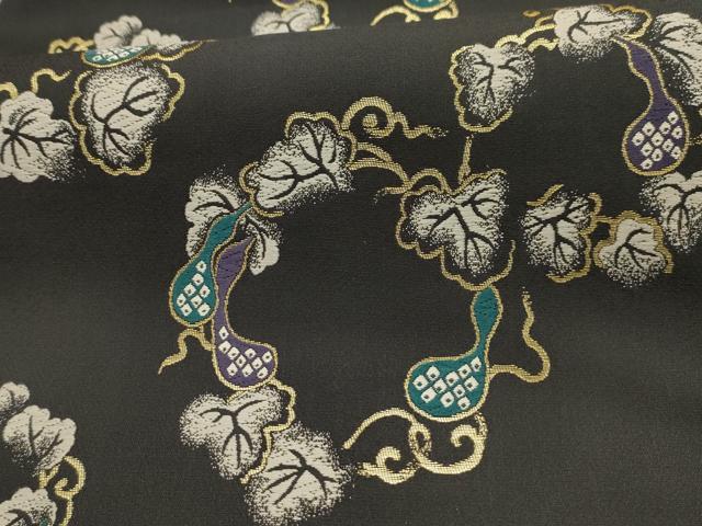 平和屋着物●九寸名古屋帯 唐織 瓢箪 金糸 正絹 逸品 AABJ2192sx