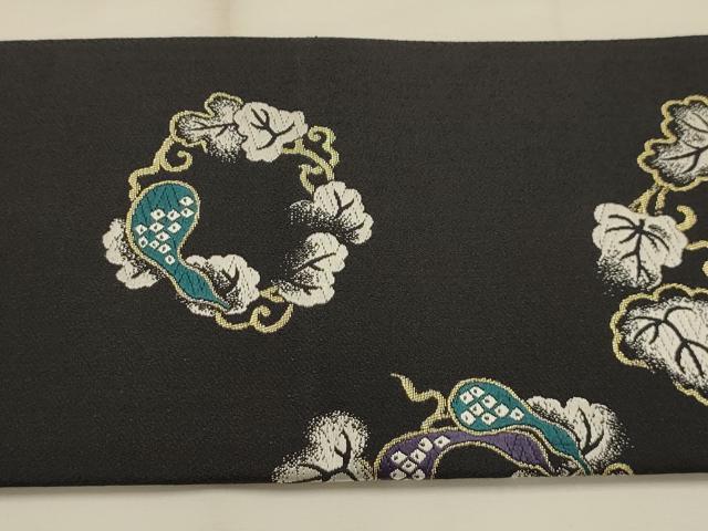 平和屋着物●九寸名古屋帯 唐織 瓢箪 金糸 正絹 逸品 AABJ2192sx