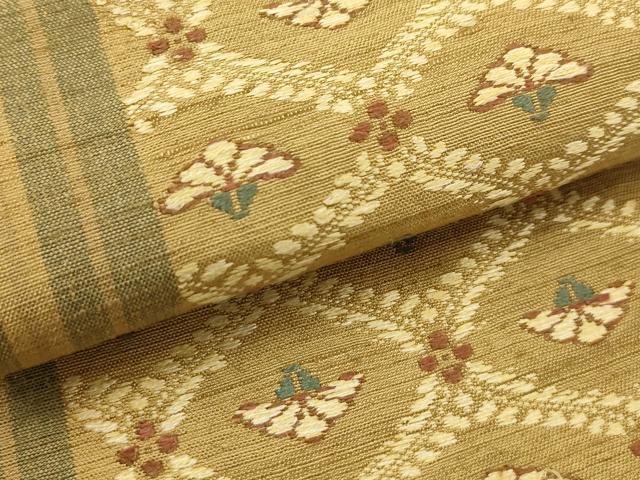 平和屋着物●両面半幅帯 紬地 花織 網目花文 正絹 逸品 AABJ2197sx