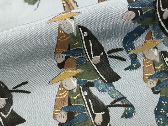平和屋着物■男性 長襦袢 袷 絞り 人物風景文 金彩 正絹 逸品 AABJ2205st