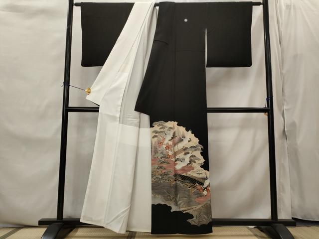 平和屋着物■豪華黒留袖 松竹梅飛鶴文 金彩 正絹 逸品 AABJ2209st