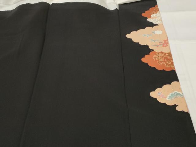 平和屋着物■豪華黒留袖 駒刺繍 飛鶴花車文 金彩 正絹 逸品 AABJ2211st