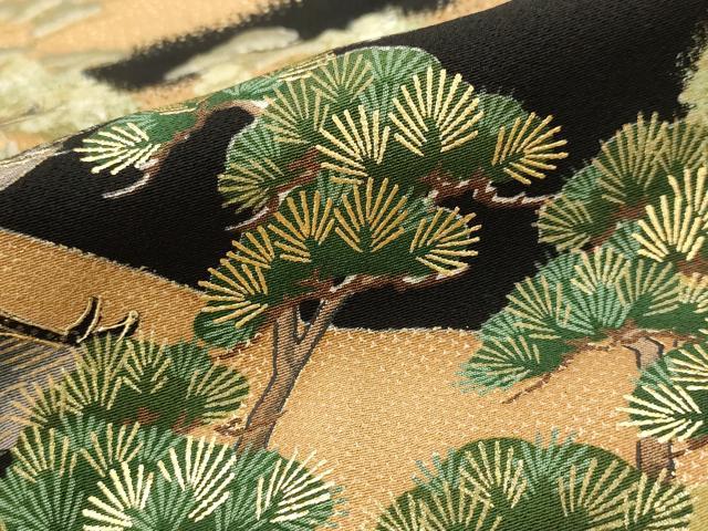 平和屋着物■豪華黒留袖 作家物 風景松文 金彩 正絹 逸品 AABJ2214st