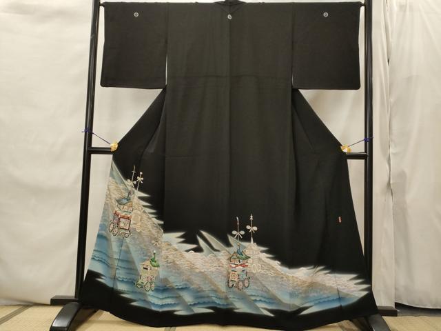 平和屋着物■豪華黒留袖 駒刺繍 萬寿染 祇園祭 暈し染め 金彩 正絹 逸品 AABJ2217st