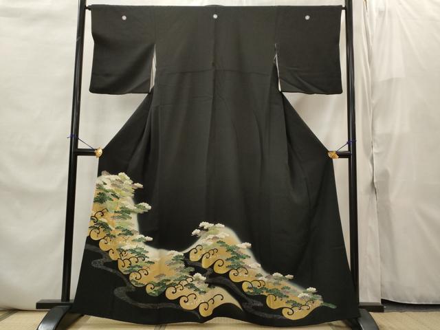平和屋着物■豪華黒留袖 森青山 笠松 金糸 金彩 正絹 逸品 AABJ2264st