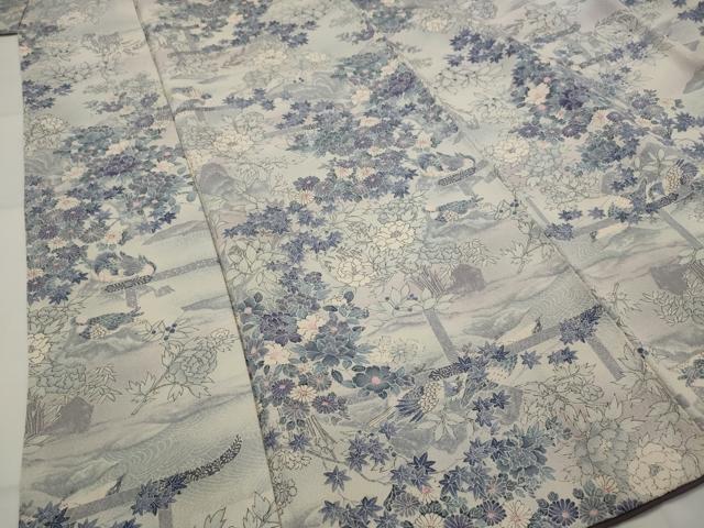 平和屋着物■上質な小紋 草花文 暈し染め 正絹 逸品 AABJ2305st