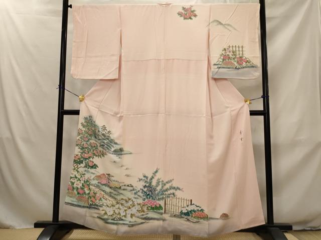 平和屋着物■訪問着 作家物 手描き 風景花文 暈し染め 正絹 逸品 AABJ2357st