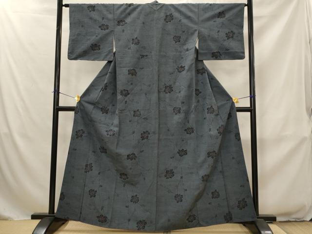 平和屋着物■上質な紬 枝花文 正絹 逸品 AABJ2360st