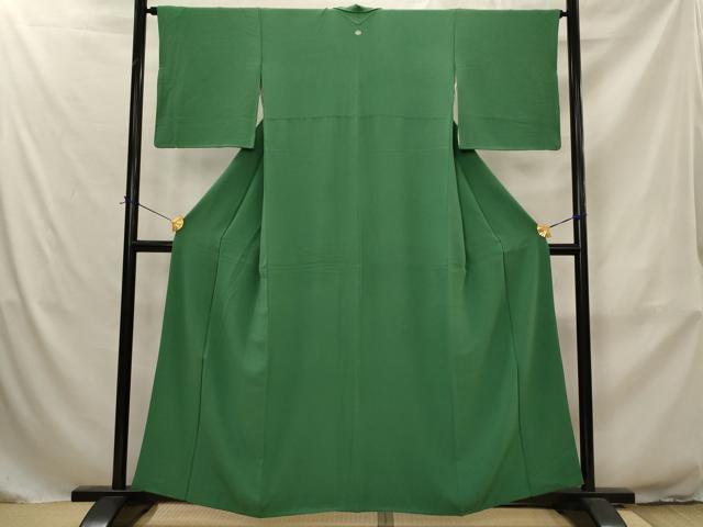 平和屋着物■上質な色無地 緑青色 正絹 逸品 AABJ2369st