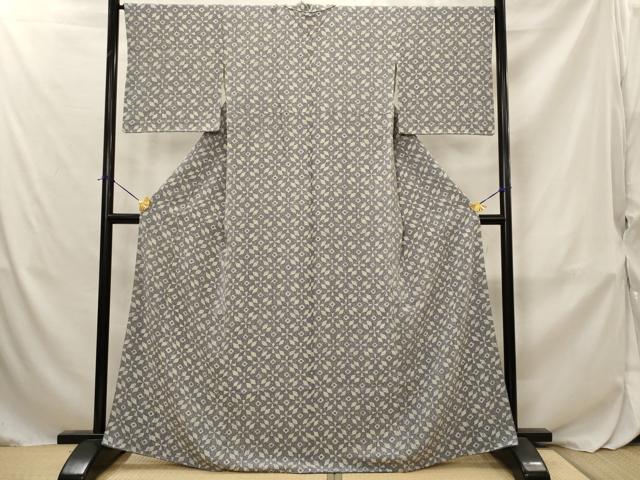 平和屋着物■上質な小紋 ろうけつ染 幾何学文様 正絹 逸品 AABJ2394st