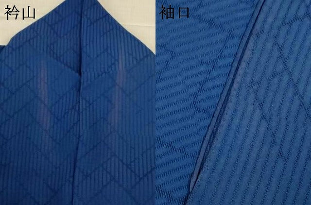 平和屋着物*夏物 色無地 紗綾形紋紗 青藍色 正絹 逸品 AABJ2403jd