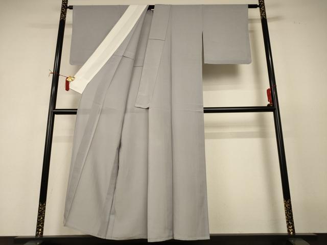平和屋着物*夏物 色無地 絽縮緬 絹鼠色 正絹 逸品 AABJ2404jd
