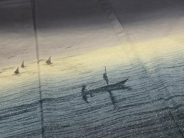 平和屋着物*夏物 友禅作家 茂野大生 訪問着 絽 風景文 暈し染め 正絹 逸品 AABJ2405jd