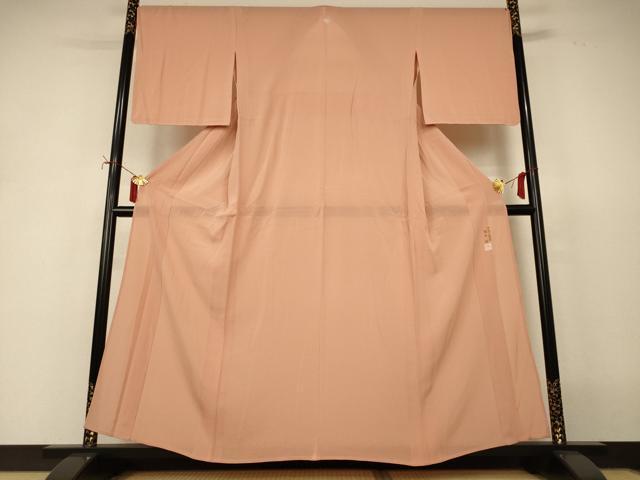 平和屋着物*夏物 本加賀友禅作家 梶山伸 色無地 絽縮緬 洒落柿色 正絹 逸品 AABJ2408jd