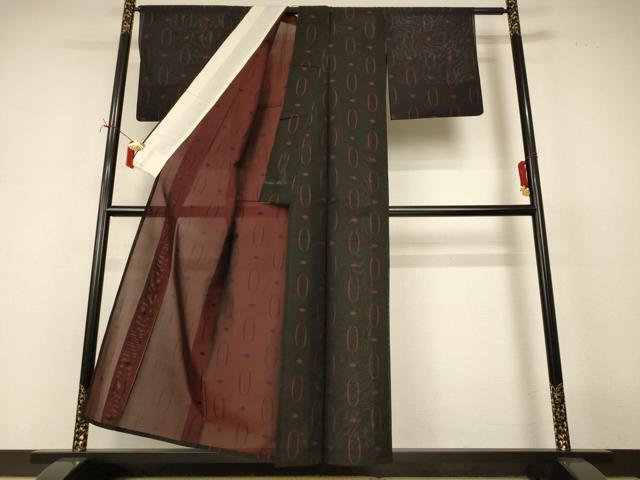 平和屋着物*夏物 小紋 風通紗 幾何学文様 正絹 逸品 AABJ2413jd