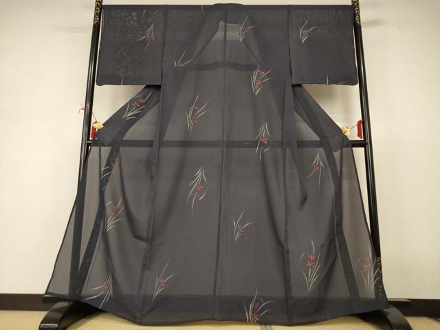平和屋着物*夏物 小紋 絽 草花文 正絹 逸品 AABJ2424jd
