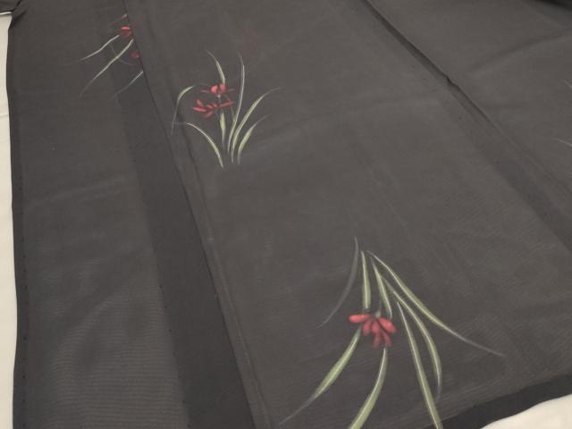 平和屋着物*夏物 小紋 絽 草花文 正絹 逸品 AABJ2424jd
