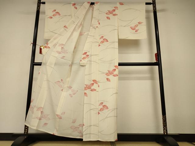 平和屋着物*夏物 小紋 絽 芝葉文 正絹 逸品 AABJ2425jd