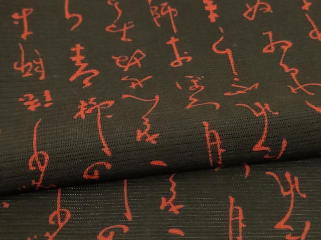 平和屋着物*夏物 小紋 絽 文字文 黒地 正絹 逸品 AABJ2428jd