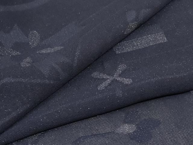 平和屋着物*夏物 小紋 紗 幾何学文様 銀糸 正絹 逸品 AABJ2430jd