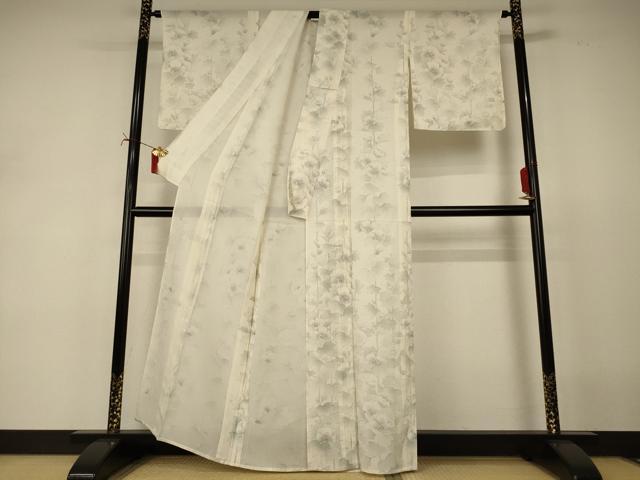 平和屋着物*夏物 小紋 絽 手描き 草花文 正絹 逸品 AABJ2438jd