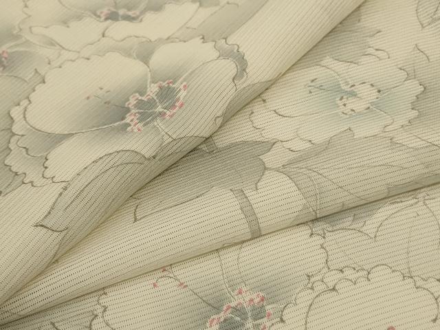 平和屋着物*夏物 小紋 絽 手描き 草花文 正絹 逸品 AABJ2438jd