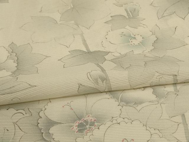平和屋着物*夏物 小紋 絽 手描き 草花文 正絹 逸品 AABJ2438jd