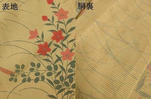 平和屋着物*夏物 小紋 絽 草花文 正絹 逸品 AABJ2442jd