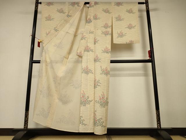 平和屋着物*夏物 小紋 絽 草花文 正絹 逸品 AABJ2442jd