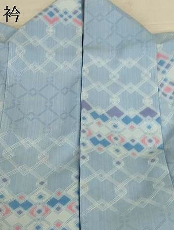平和屋着物*夏物 小紋 紗 幾何学文様 洗える着物 AABJ2450jd