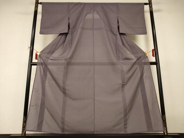平和屋着物*夏物 色無地 絽 笹紋紗 江戸鼠色 正絹 逸品 AABJ2463jd