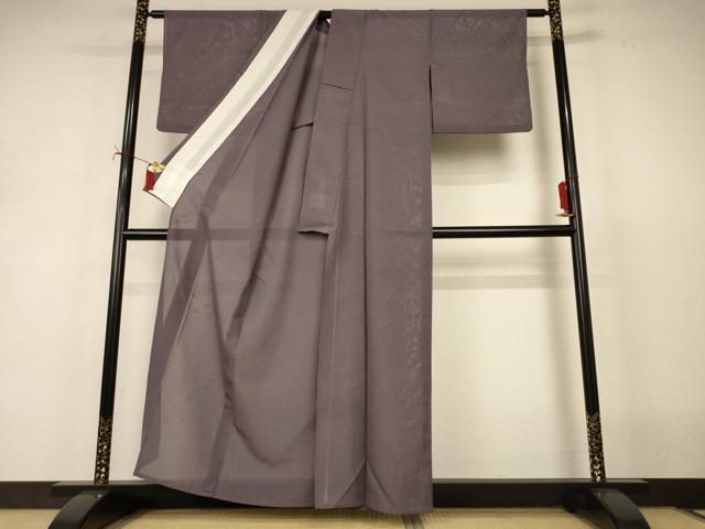平和屋着物*夏物 色無地 絽 笹紋紗 江戸鼠色 正絹 逸品 AABJ2463jd
