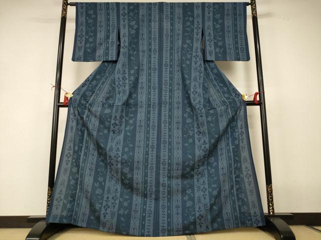 平和屋着物*夏物 小紋 紗 草花間道 さんび謹製 AABJ2467jd