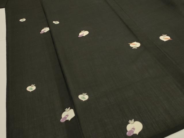 平和屋着物*夏物 小紋 紗 成り物 黒地 洗える着物 AABJ2471jd
