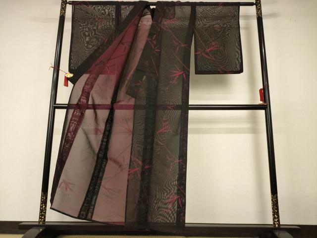 平和屋着物*夏物 小紋 紗 草花文 正絹 逸品 AABJ2475jd
